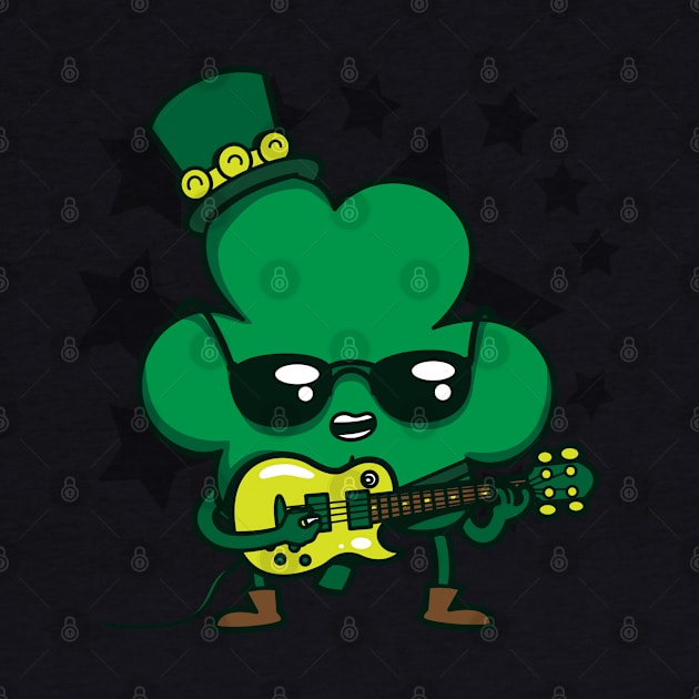 Saint Patrick's Day Cute Kawaii Rocker Guitarist Shamrock by BoggsNicolas